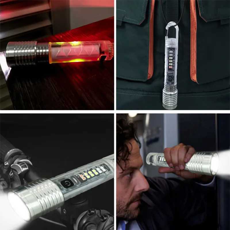 Portable Strong LED EDC Flashlight Mini Keychain Rechargeable Zoom Torch Long Range Outdoor Camping Lantern With Magnetic M251117