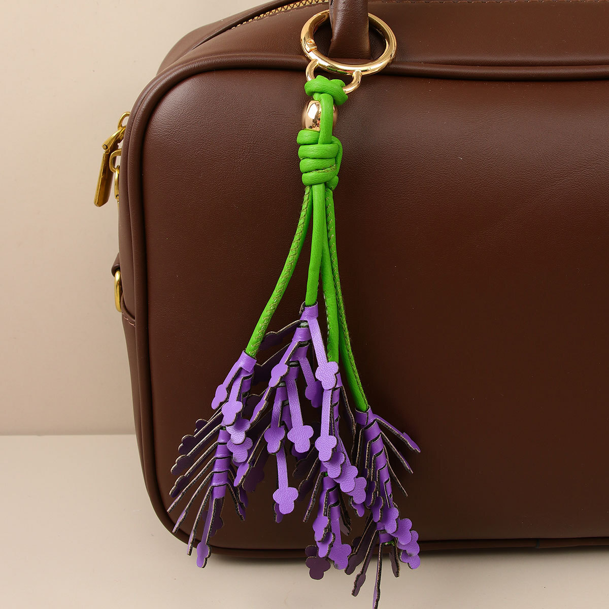 designer bag charm celebrity style handmade lavender bag pendant fresh sweet flower tassel ornament leather keychain