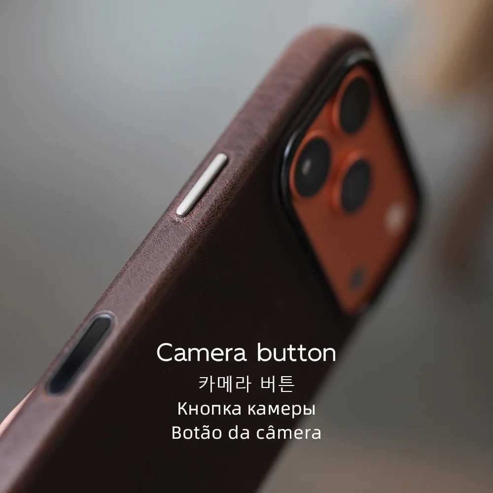 YMW Scratc Crazy Horse Genuine Leather Case for iPhone 17 16 15 14 Pro Max Magnetic PULL-UP Cowhide Phone Cover J251202