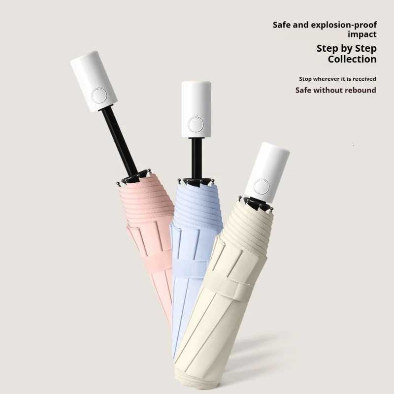 350g Easy Folding Umbrella Non Folding Fully Automatic Step by Step Folding Triple Folding Umbrella 8-Bone Folding Umbrella C251117