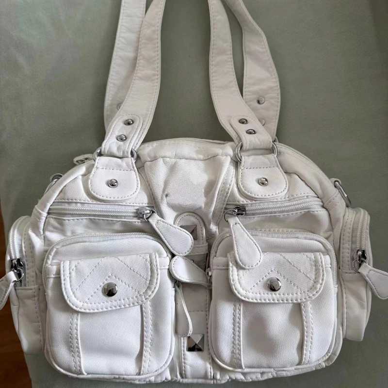 Women Retro White Handbags Y2k Aesthetic Casual Office Lady Shoulder Bags Vintage Punk Pockets Underarm Bag 2025 New All MatchW251117