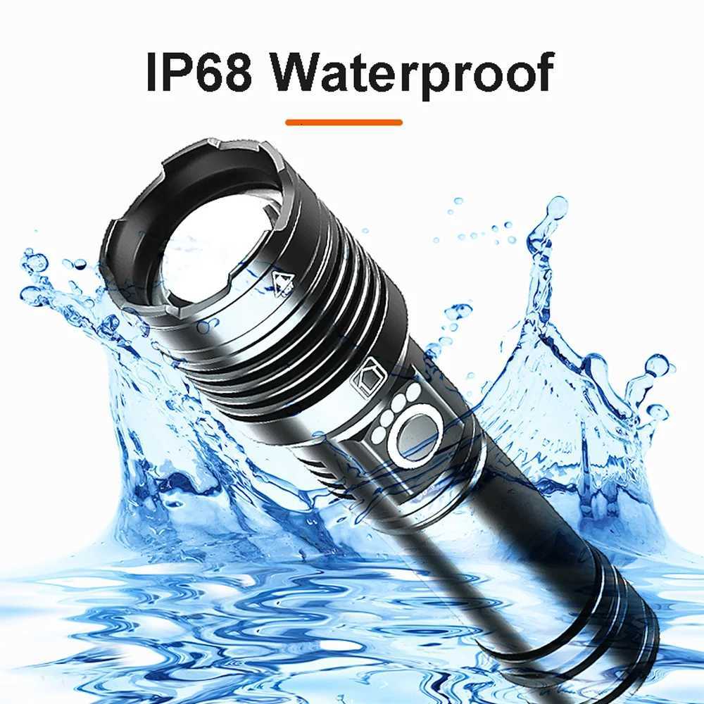 XHP200 High Power LED Flashlight 9000000LM Type-C Usb Rechargeable Outdoor Waterproof Tactical Flashlight 18650 XHP50 Zoom Torch M251117