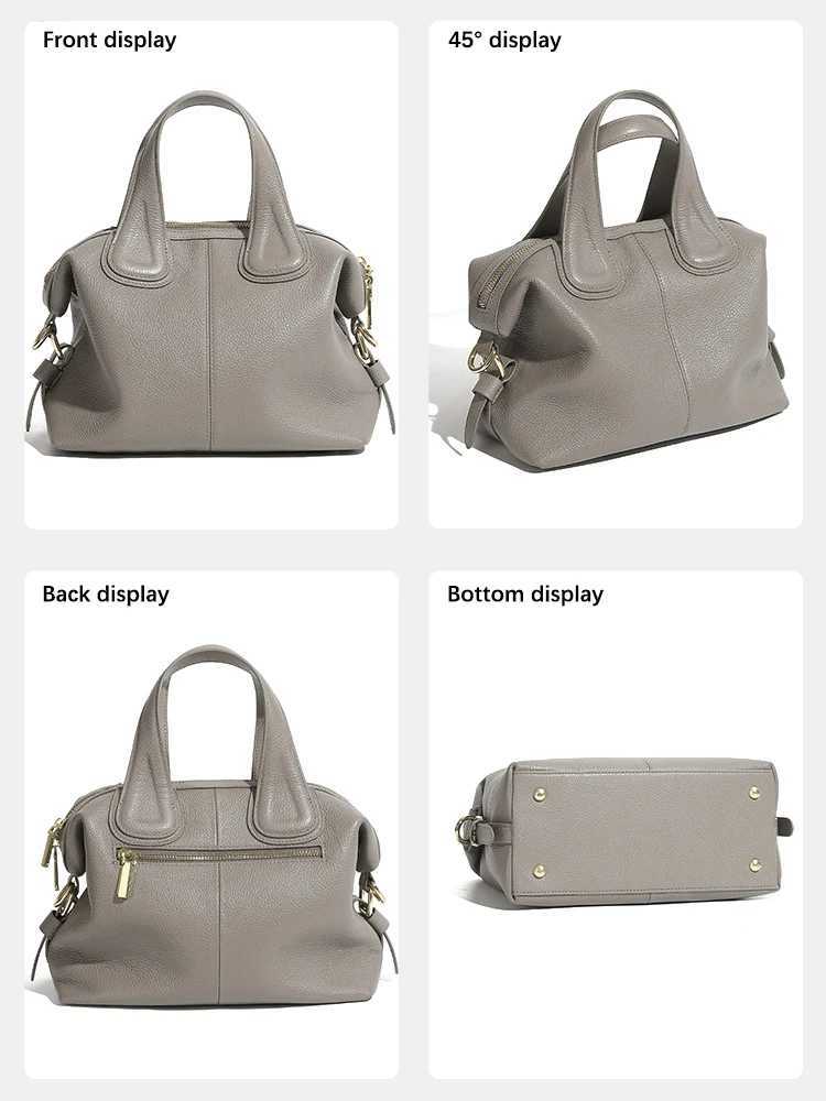 Zency 2 Straps Genuine Leather Top-handle Bag For Women Vintage Boston Bag Shoulder Handbag Crossbody Large Capacity Bolsas 2025W251115