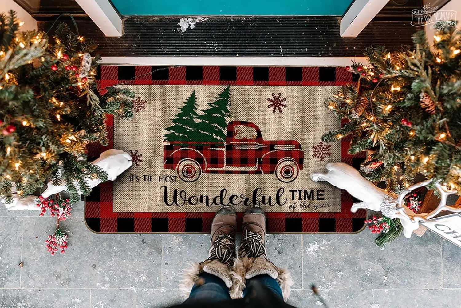 Christmas Santa Claus Truck Welcome Door Mats Home Decor Kitchen Hallway Balcony Rugs Carpet for Living Room Xmas DecorationsM251117
