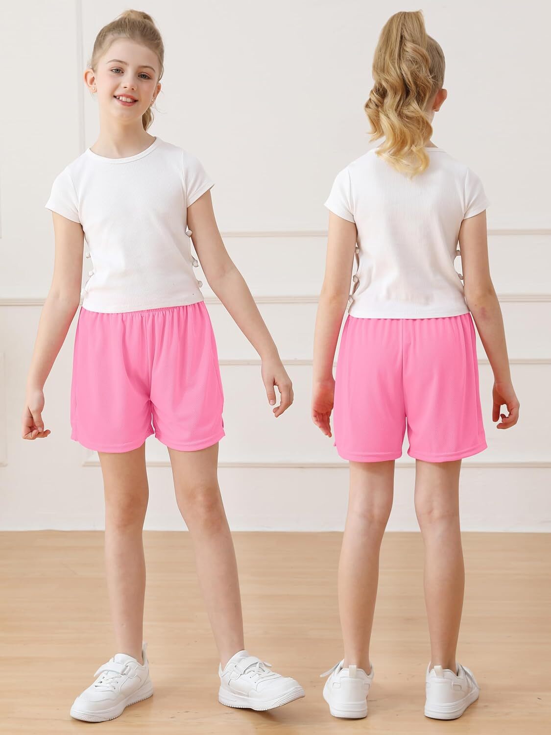 Girls' mesh teenagers' basketball and football children's sports shorts, fitness shorts