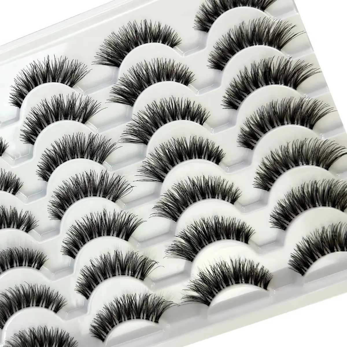 14 pair handmade Transparent Stem False Eyelashes Soft Cross Natural Long Eye Lashes Daily Makeup Tools Art Thick Fake EyelasheT251117