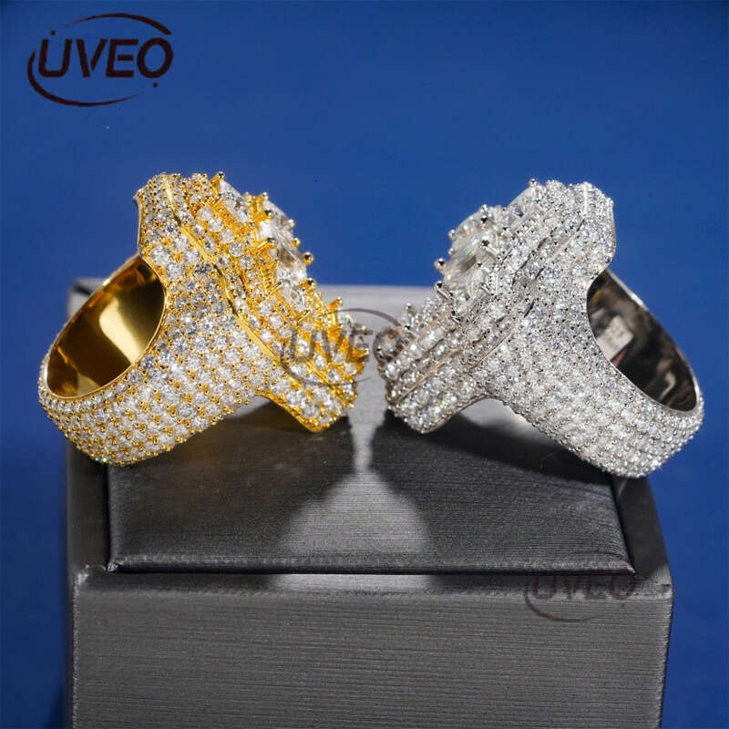 VVS 925 Jewelry Gold Moissanite Ring Iced Out Hiphop Pass Dias Tester Sterling Silver Fashion Women Couple