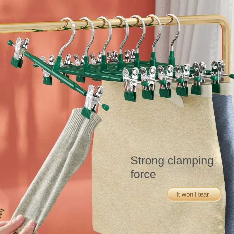 Pants Hangers with Clips Adjustable SkirtHangers for Women Non-Slip Trousers Hanger for Jeans Clothes Hangers for Pants C251117