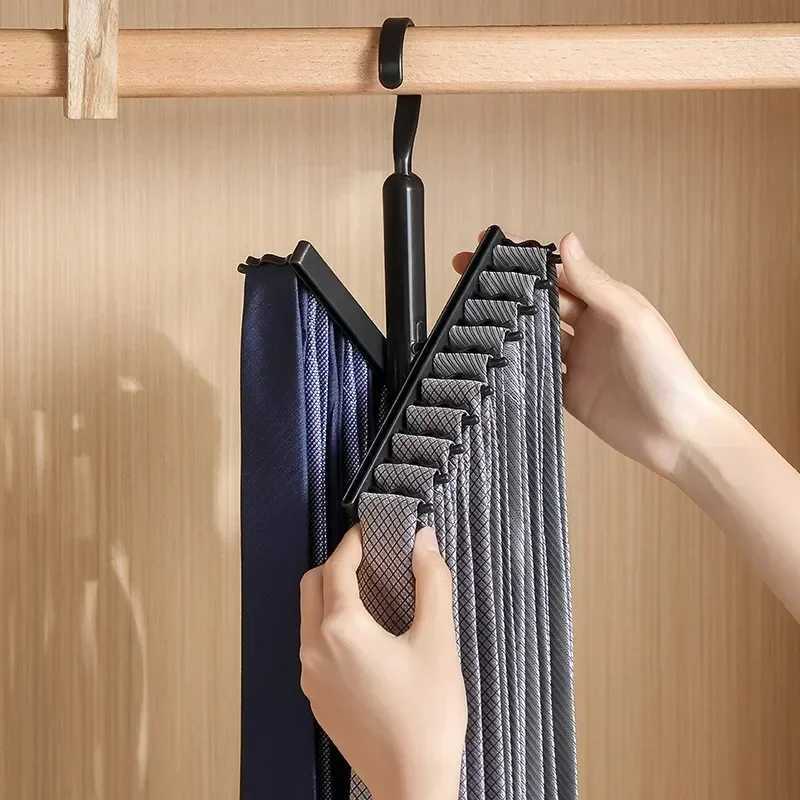 Tie Hanger Rotatable Necktie Storage Rack Wardrobe Organizer 20 Rows Large Capacity Belt Tie Closet Skidproof Tie Clamp C251117