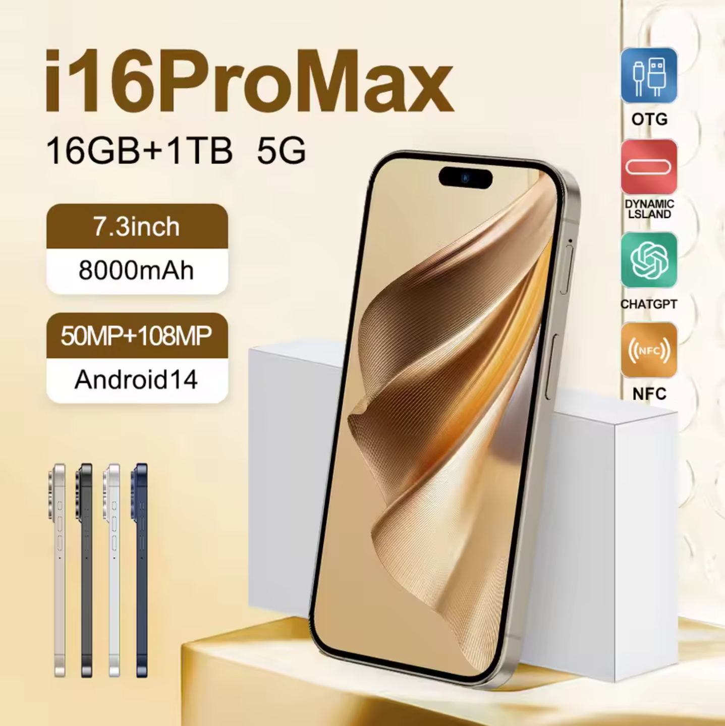 2025 New Cellphones i16 Pro Max Original Smartphone 5G Dual SIM 16GB+1TB 108MP Camera Global Version Mobile Phone 6800mAh