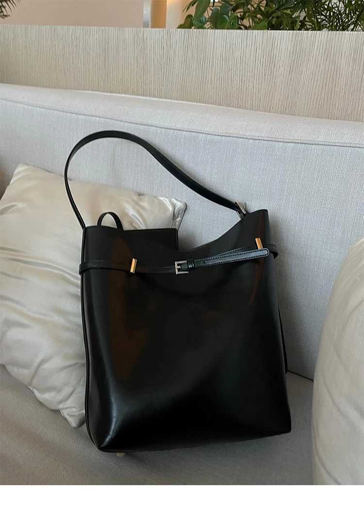New Ladies Handbag Tote Bag Soft Simple Women Bucket Bag Fashionable Lady Shoulder Bag Luxury Thick Leather Bag 2024W251117