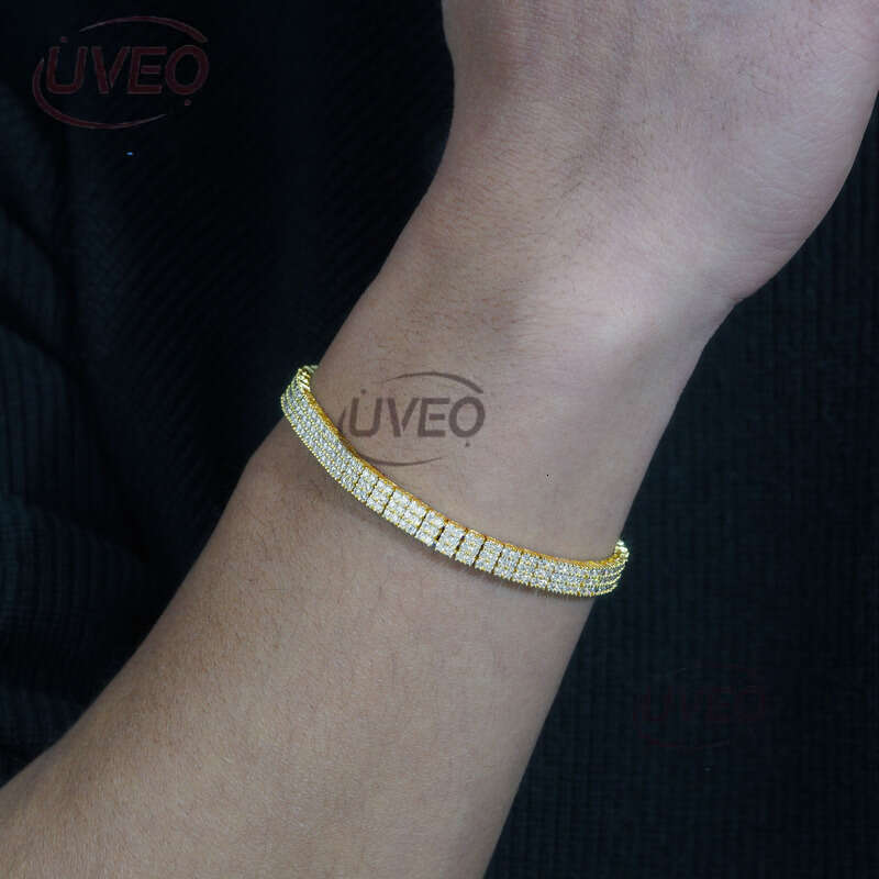 Moissanite Bracelet VVS Jewelry Gold 925 Moissanite Bracelet Clover Hiphop Pass Dias Tester Chain Mens Necklace