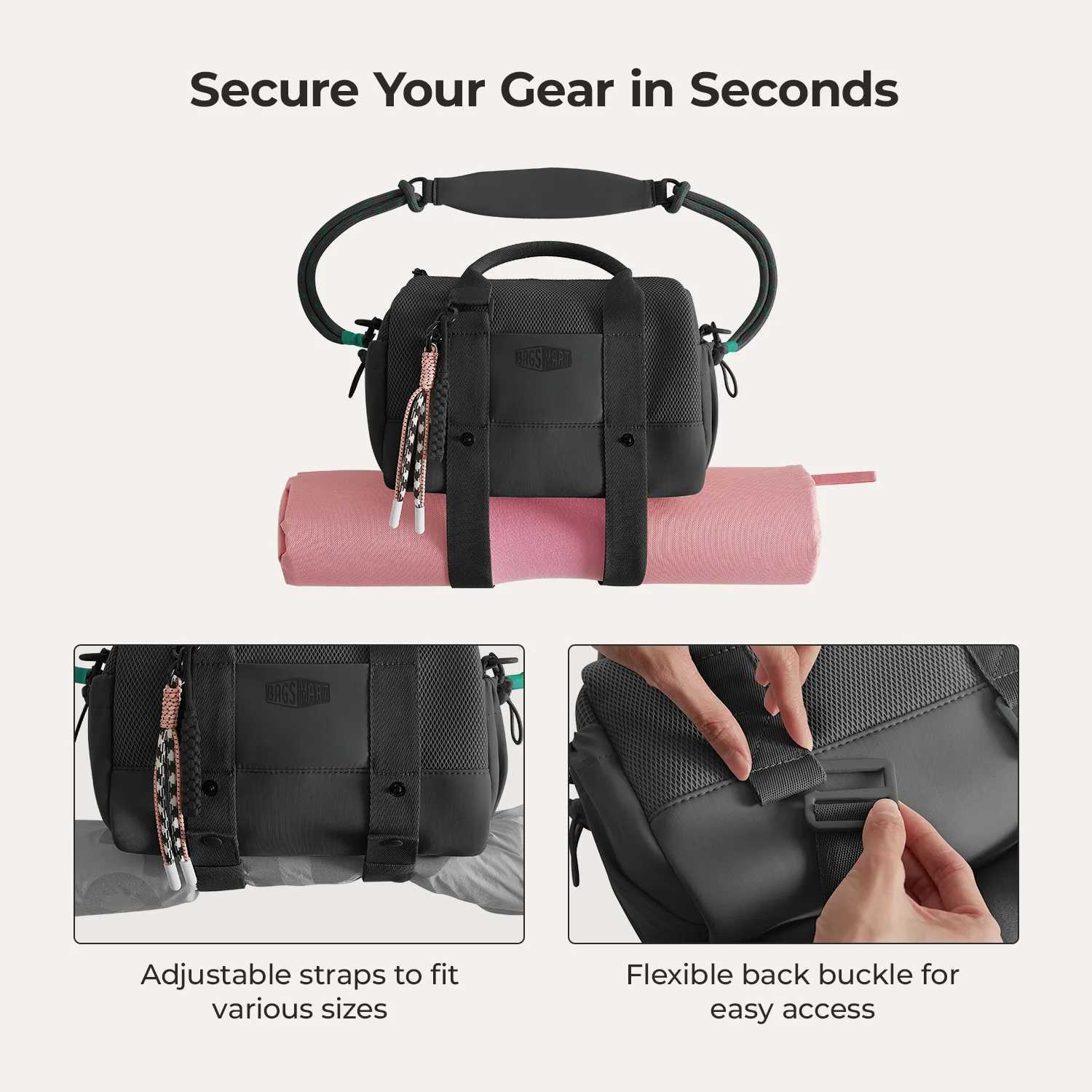 BAGSMART Boston Bag for Women Mini Duffel Shoulder Crossbody Bag Waterproof with Wet Pocket Gym Travel Daily Beach WeekenderW251115