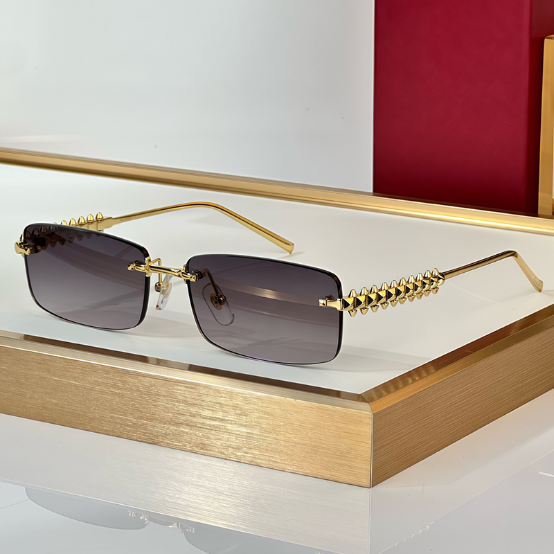 Designer Sunglasses For Men Women Metal Rimless Rectangle Eyewear 0604 Luxury Sunglasses Outdoor Goggles Anti-UV400 Glasses With Box