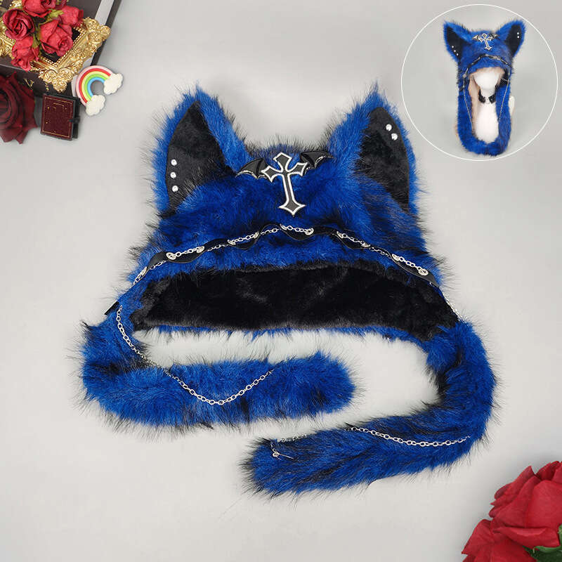 Halloween Dark Gothic Plush Hat, Winter Spicy Girl Cat Ear Hat, Halloween Punk Rock Warm Hat