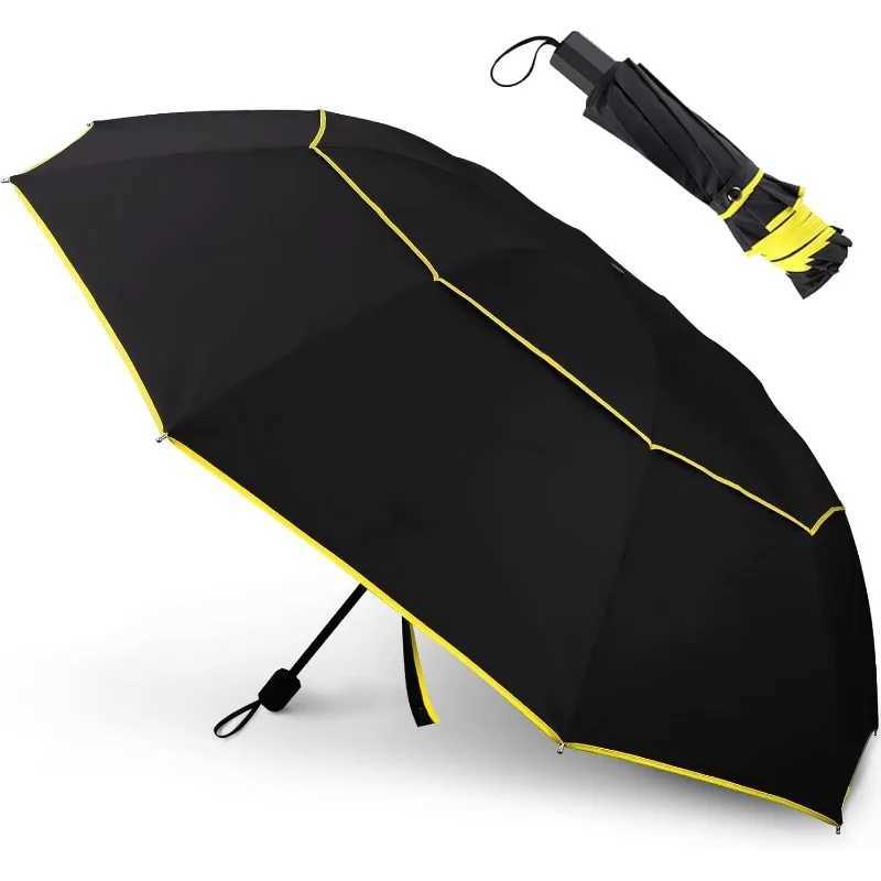 UV Protection Compact Umbrella62 Inch Extra Large Oversize Double Canopy Vented Umbrella Windproof Waterproof for Men and Women C251117