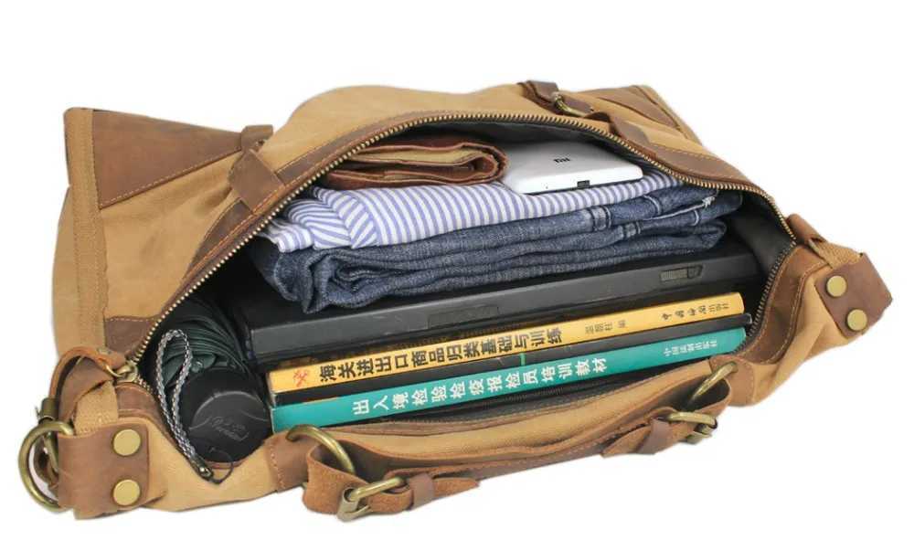 Vintage Retro military Canvas Leather men travel bags luggage bags men weekend Bag Overnight duffle bags tote Leisure M314W251115
