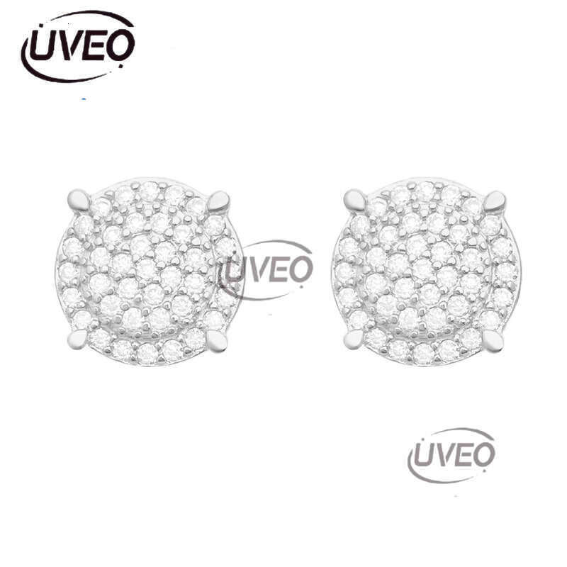 Iced Out Gold 925 Jewelry Sterling Silver VVS Earrings Hoops Hiphop Pass Dias Tester Round Cut Women Couple Gift