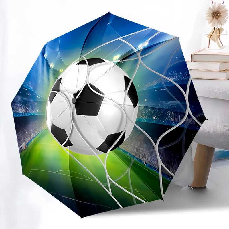 Football Design Folding Umbrella - Fashionable Auto-Open Design 8 Iron Ribs Plastic Handle Foldable Sunshade Perfect Gifts C251117