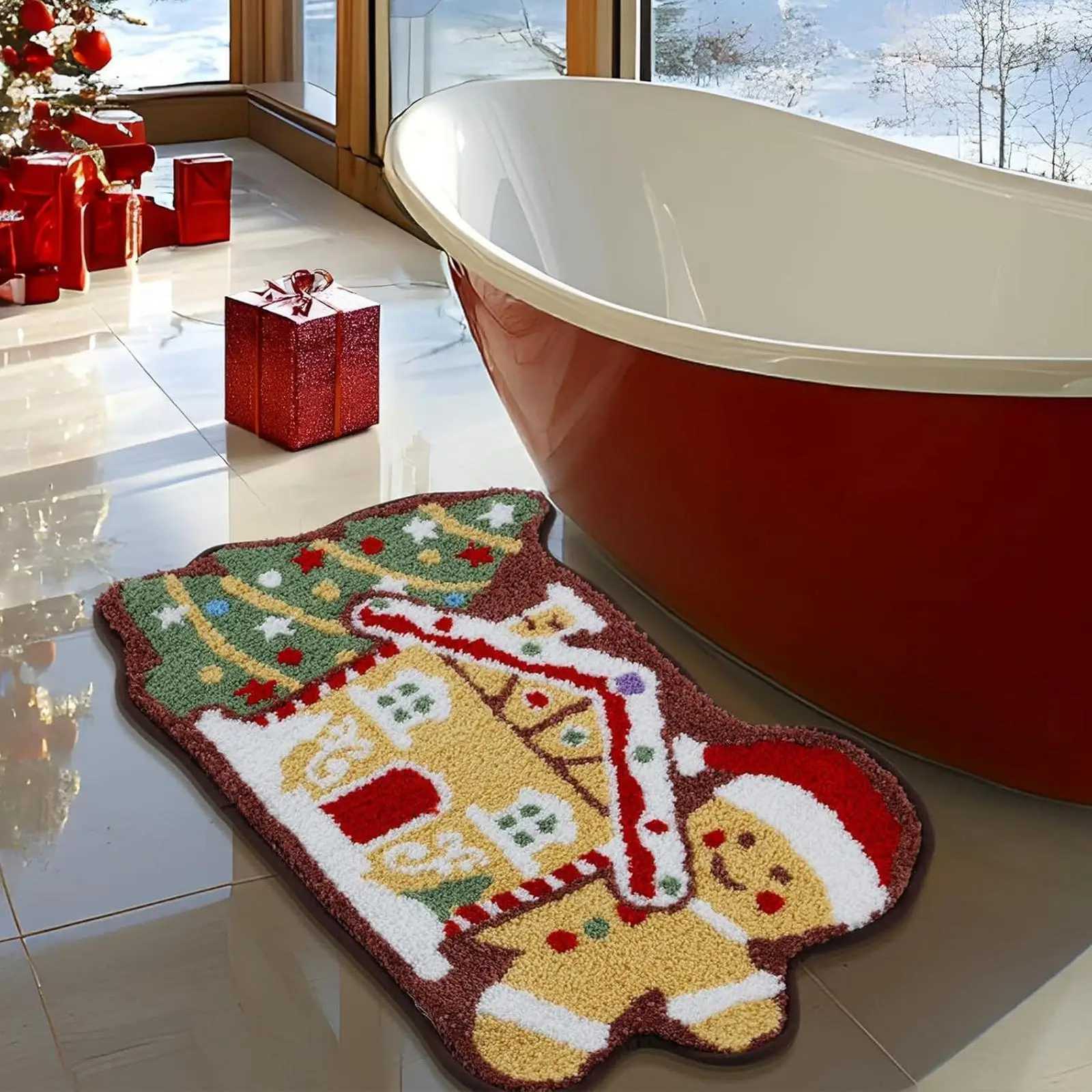 Gingerbread Bathroom Rugs Soft Non Slip Christmas Gingerbread House Doormat Kitchen Bath Welcome Mat For Porch Entrance ShowerM251117