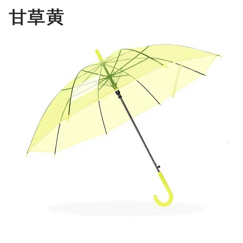 Automatic Transparent Umbrella for Students and Children Long Handle Straight Rod Environmentally Friendly Transparent Umbrella C251117