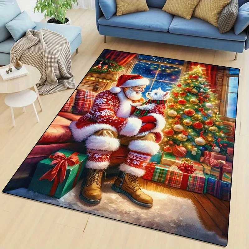 176 LB Per Square Meter Crystal Velvet Home Carpet Featuring a Santa Claus Design Suitable for The Living Room Bedroom KitchM251117