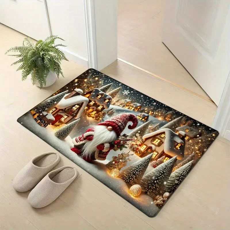 Christmas decoration door mat dwarf winter snow pattern non-slip absorbent floor mat suitable for home room bathroom kitchenM251117