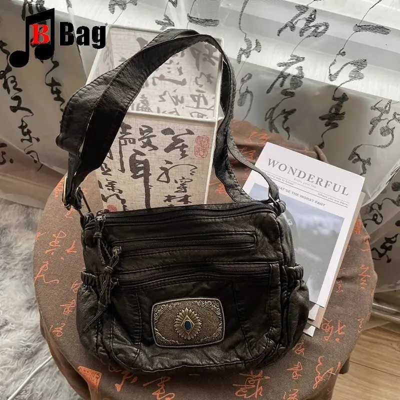 Y2K Gothic Womens Girls Punk Handbags Harajuku Fashion Large Capacity Soft Leather One Shoulder Crossbody Bag Trendy TotesW251115