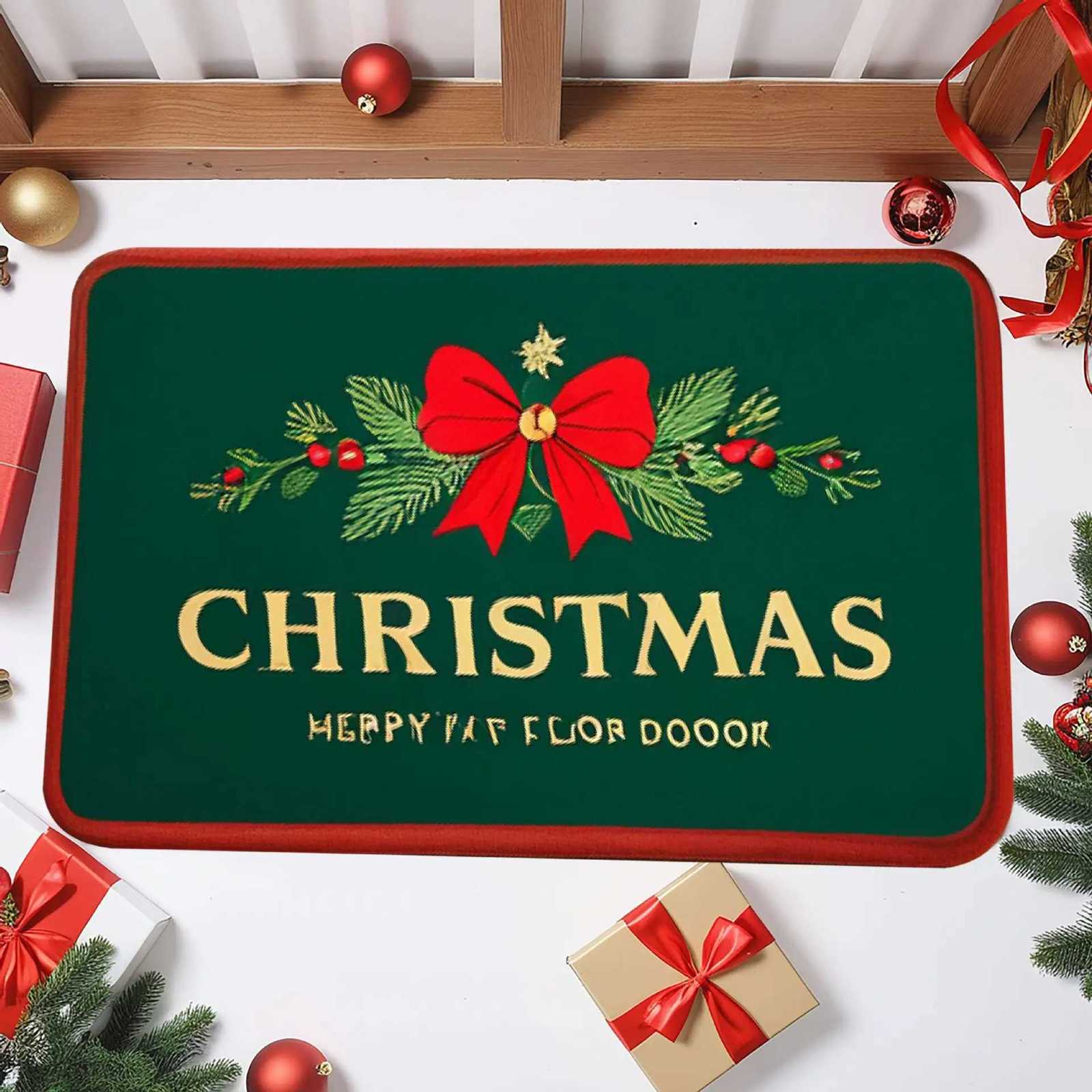 Christmas Decoration Door Mat Crystal Velvet Carpet Entry Door Porch Dirty Washable Mat Balcony Bathroom Foot RugsM251117