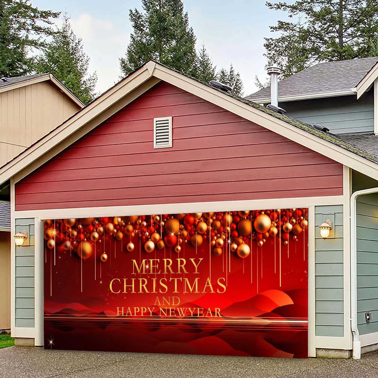 Christmas Christmas Garage Door Decoration Christmas Garage Door Banner Mural Cover 7 X 16 Feet Large Garden Flag Suministros NavideOs Y251117