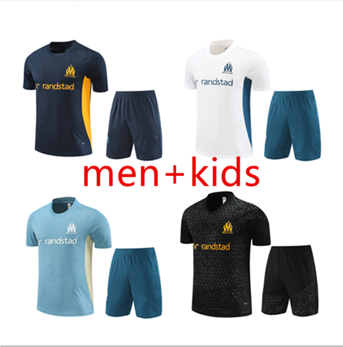 24 25 26 Marseillees Men's and Children's Soccer Short Sleeve Training Shirt ALEXIS OM Survey Maillot Foot Chandal