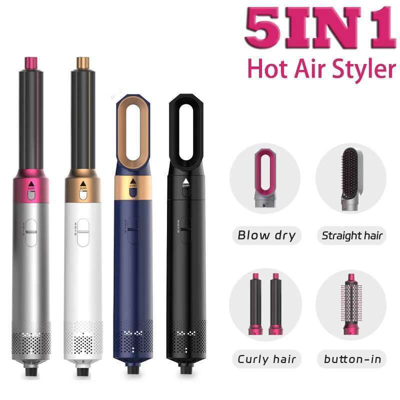 5 In 1 Dryer Hot Air Comb For Curg Straightening And Volumizing Hair With Detachable Attachments