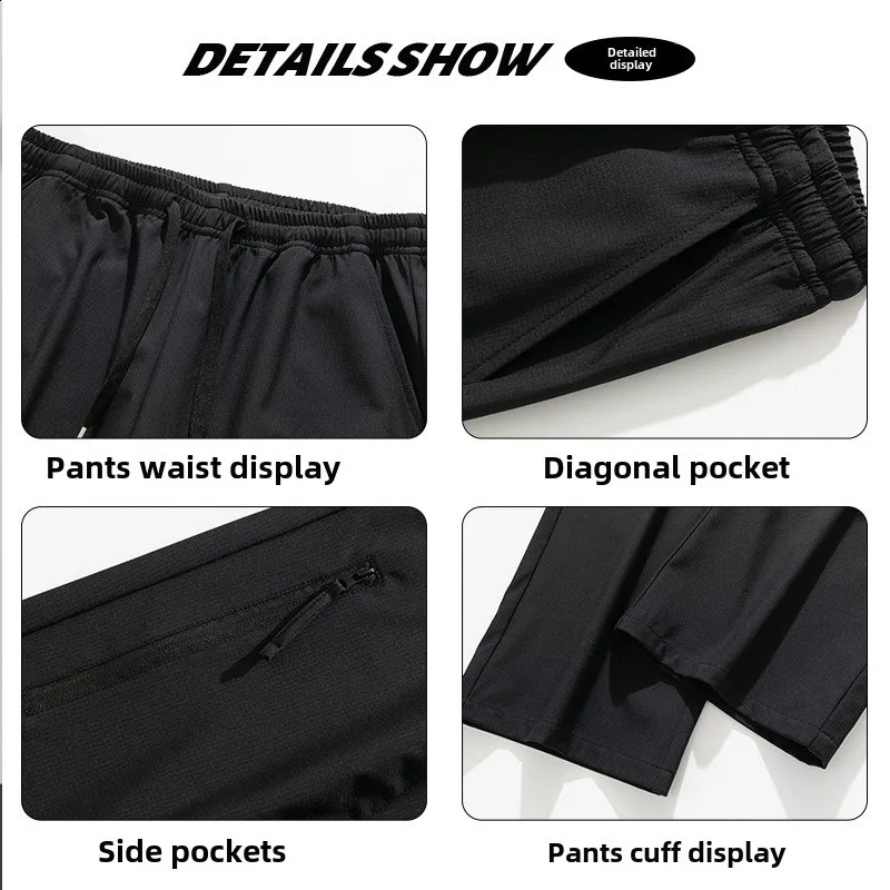Casual straight hiking pants mens bag wide leg work loose clothing closeup Harajuku fashion 250407