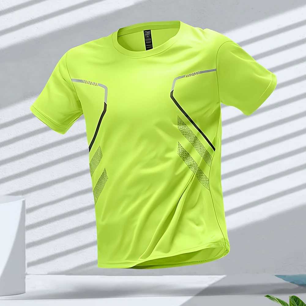Mens T-shirt sports running T-shirt outdoor exercise fast drying breathable short sleeved casual round neck T-shirt summer loose top Z250417