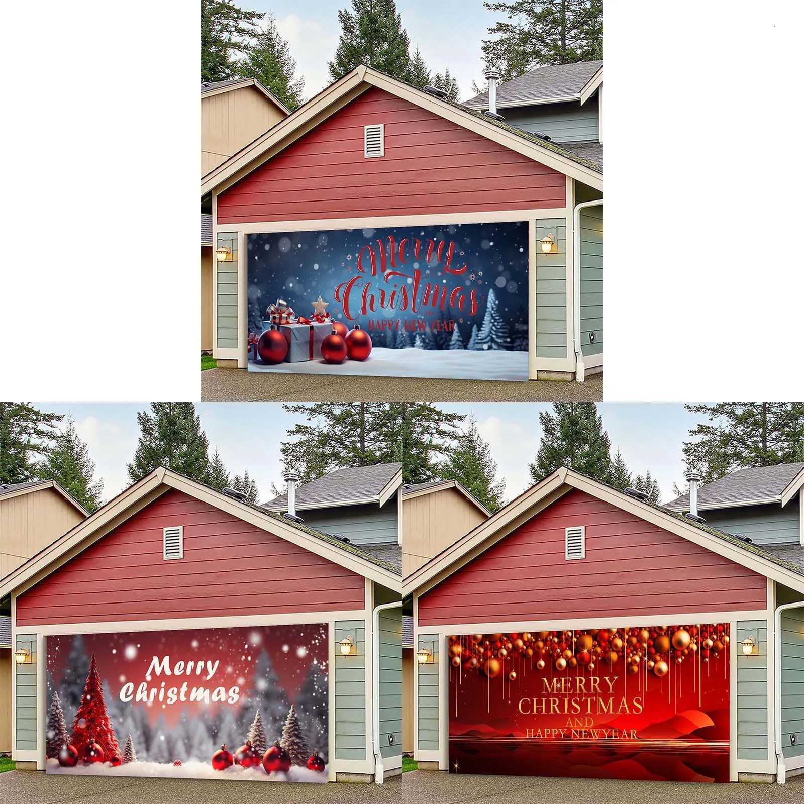 Christmas Christmas Garage Door Decoration Christmas Garage Door Banner Mural Cover 7 X 16 Feet Large Garden Flag Suministros NavideOs Y251117