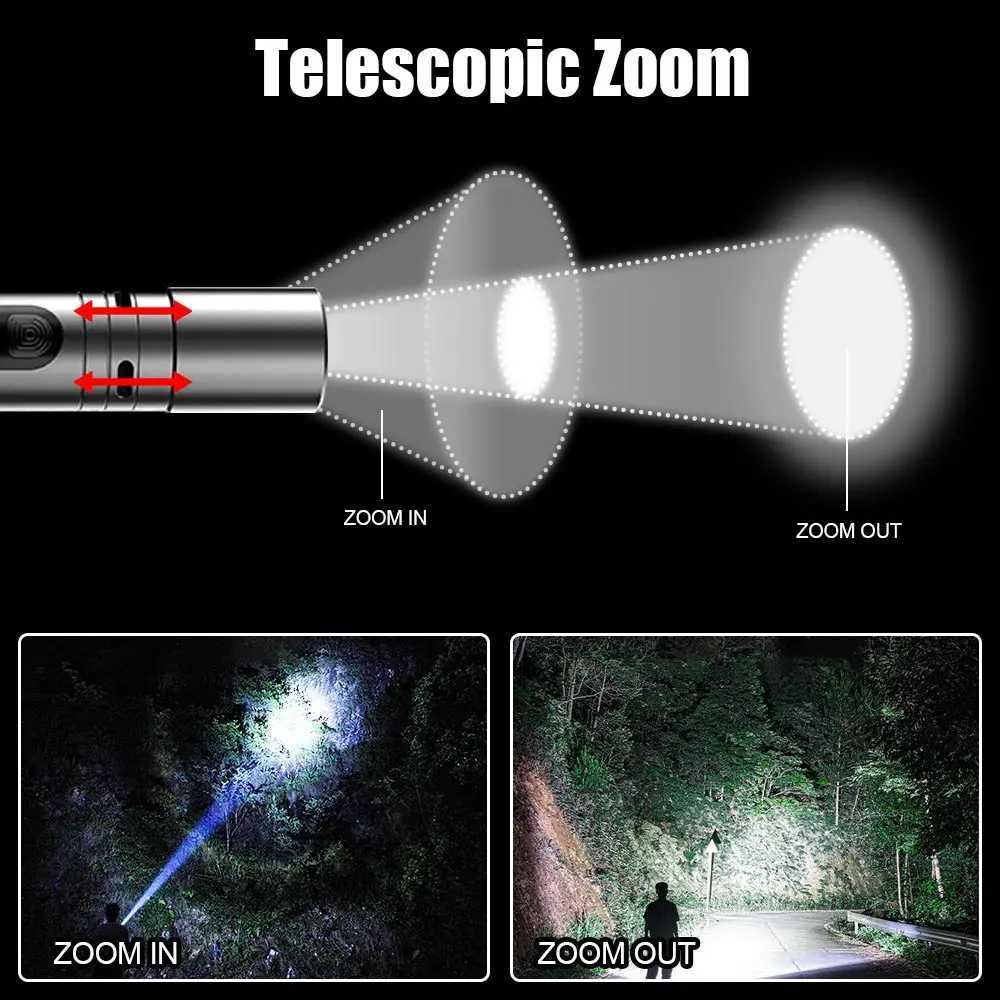 High Power Mini Flashlight Zoomable Pen Light Torch Pocket Medical Penlight MINI Torch Powerful Lamp 5Modes Bright Outdoor Light M251117