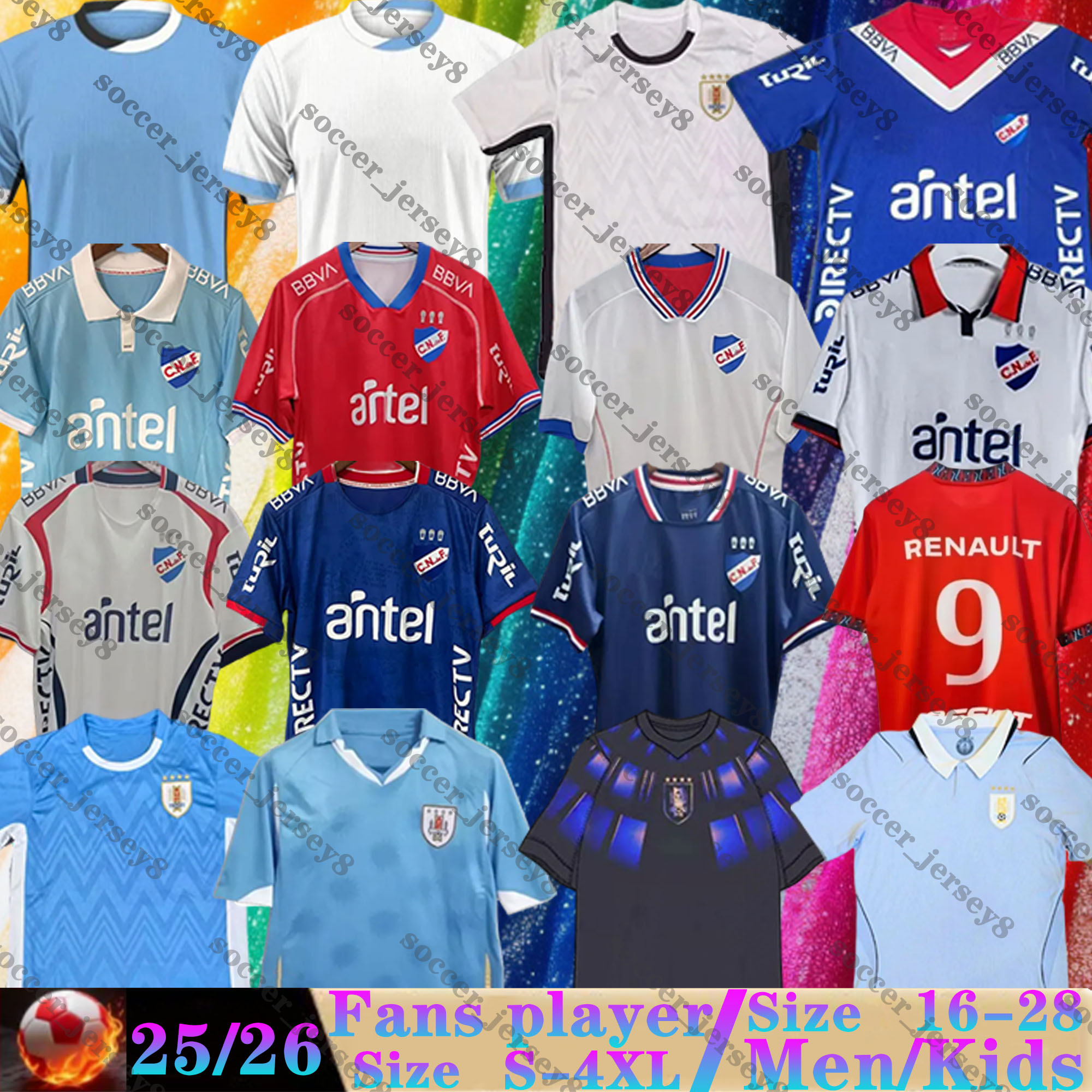 2025 2026 2027 World Cup Uruguay Soccer Jerseys Men home away L.suarez E.cavani F. Valverde N. Nandez Fans Player Version National Team 24 25 26 27 Football Shirts kids kits