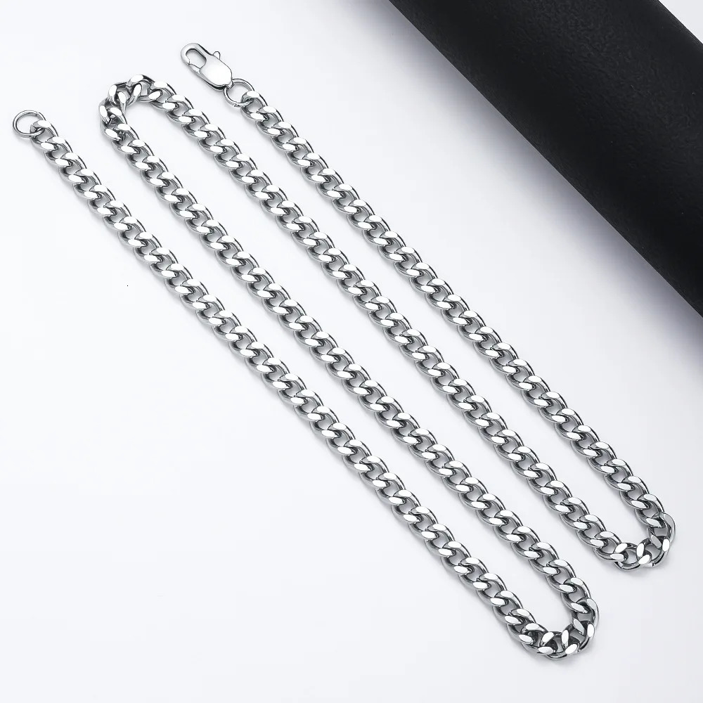 Basic Punk Stainless Steel 357mm Curb Cuban Necklaces For Men Women Black Gold Color Link Chain Chokers Solid Metal Jewelry y250114