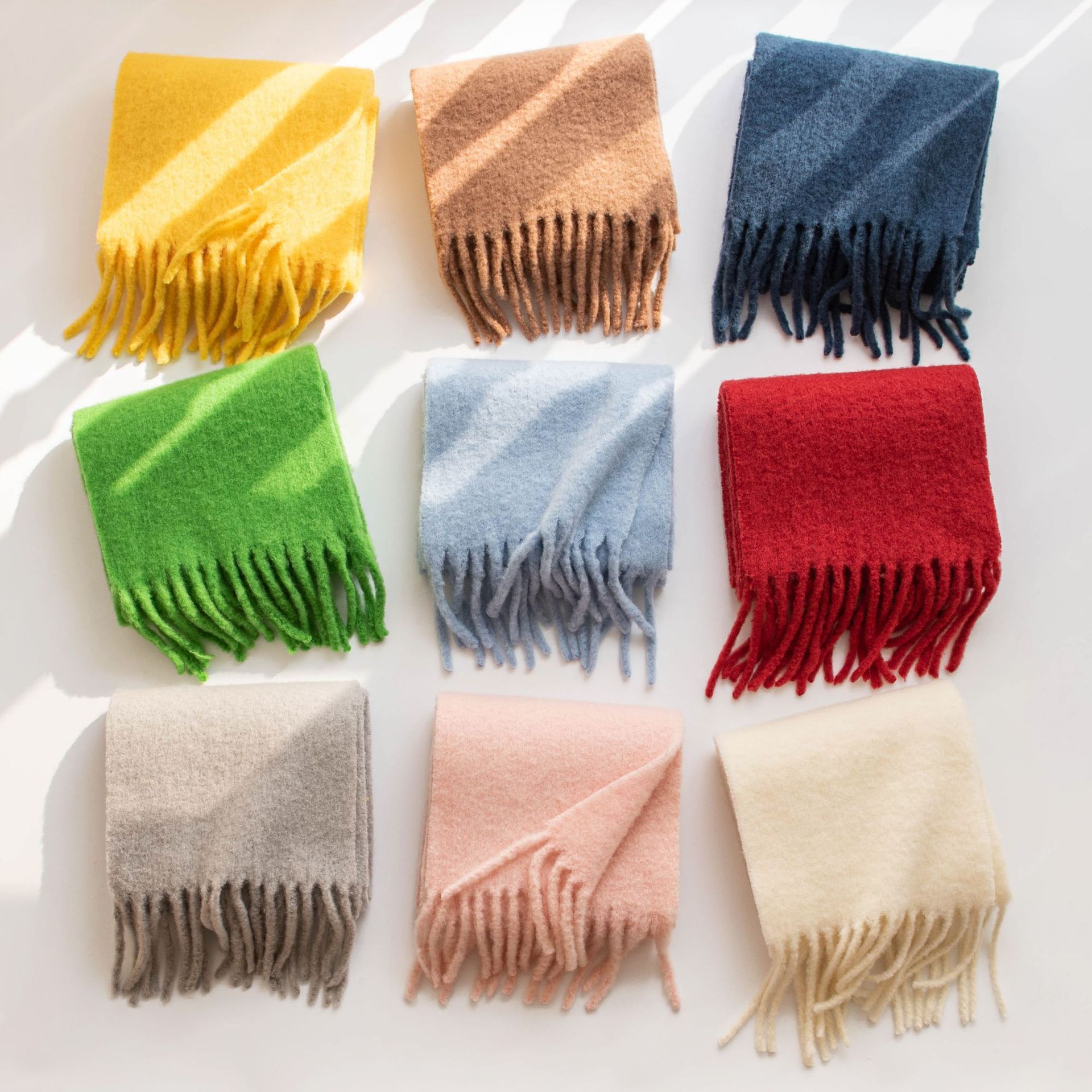 K423 Wool scarf 2024 autumn and winter solid color versatile men and women cashmere feel scarf thick warm neck scarf