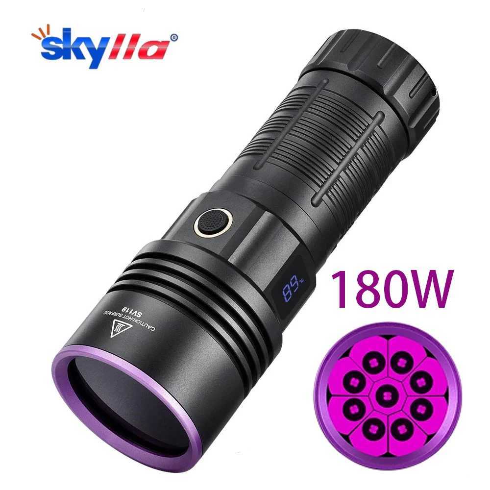 365nm Ultraviolet Black Mirror Purple Light 180W High Power 9LED UV Flashlight Pet Urine Tinea Ore Ink Dryer Fluorescer Detector M251117