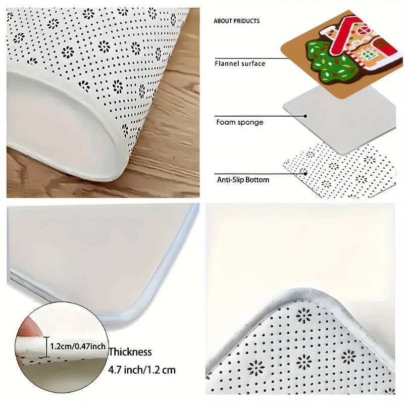 VIKAMA Gingerbread House Print Floor Mat Festive Entrance Welcome Carpet Christmas Vibe Soft Absorbent Non-Slip Home DecorM251117