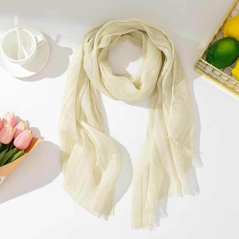 T495 Artistic cotton and linen breathable women's spring and autumn winter neck decoration long thin scarf square scarf Korean silk scarf summer