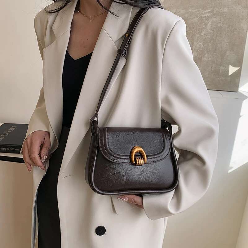 Vintage Flap Shape Cross Body Bags For Women 2025 Designer Purses And Handbags Pure Color Mini Size Shoulder Saddle Bag