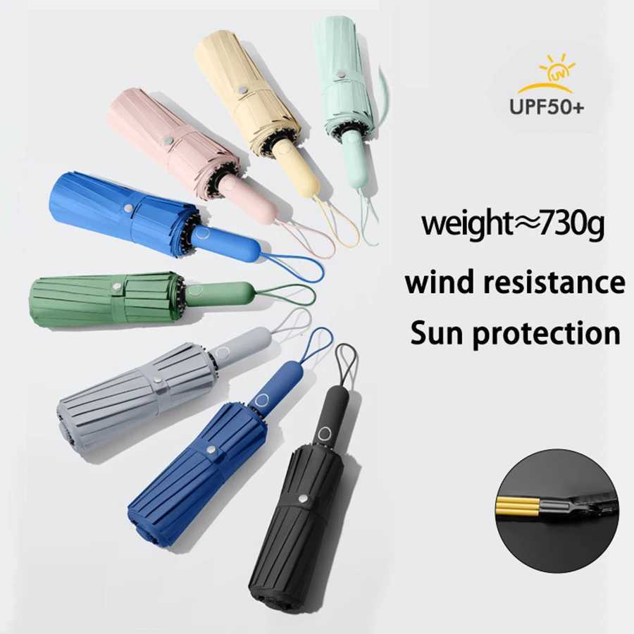 Automatic sturdy umbrella 16 bone 3-strand umbrella frame thickened wind resistant 105cm large umbrella sunshade wind resistant C251117