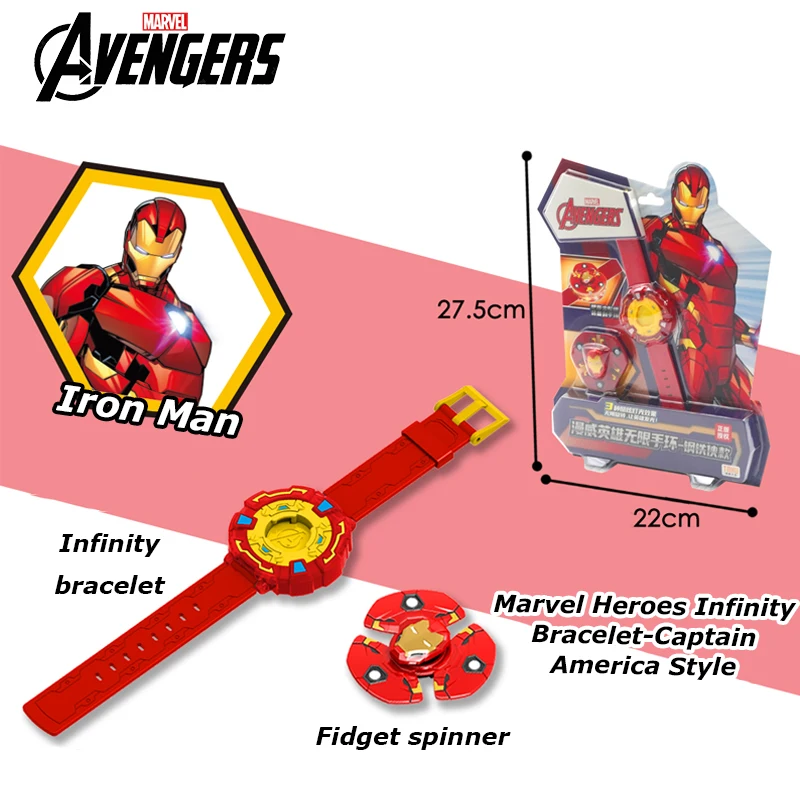 New Marvel Avengers Iron Man Style fidget spinner wristband Three kinds of glare Movie peripheral Toy Set Boy Birthday Gift