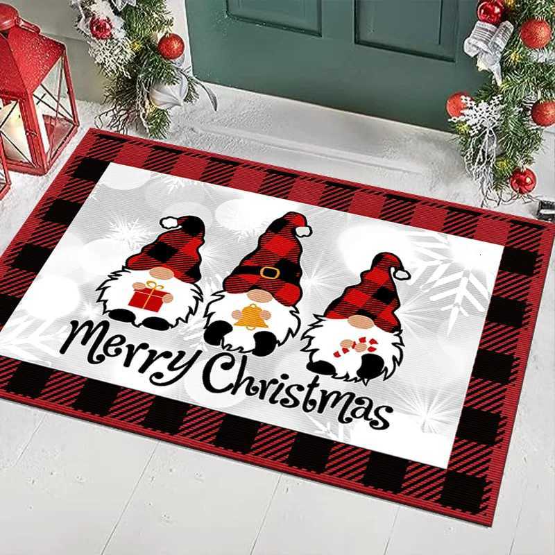 Festive Christmas Carpet Mat Traditional Red Plaid Rug Happy New Year Snowflakes Xmas Gift Home Decoration Floor Mats RugsM251117