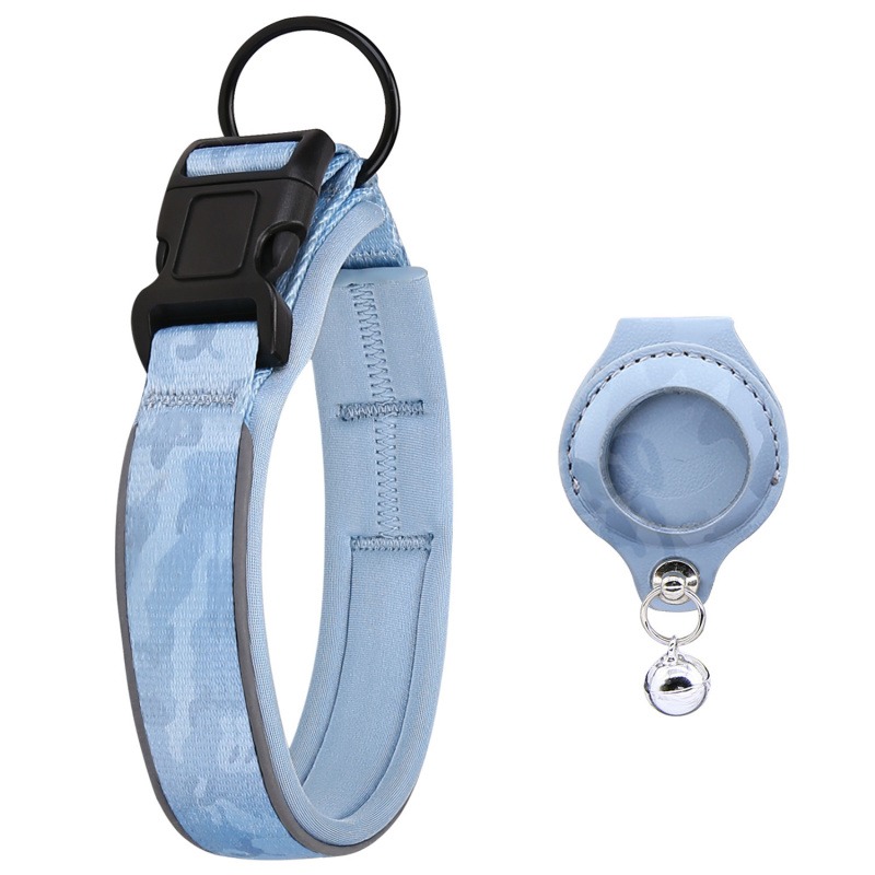 Factory Custom & Free Design Airtag Holder Dog Collar Adjustable Soft Nylon Ribbon Reflective Quick Release Dog Airtag Collar