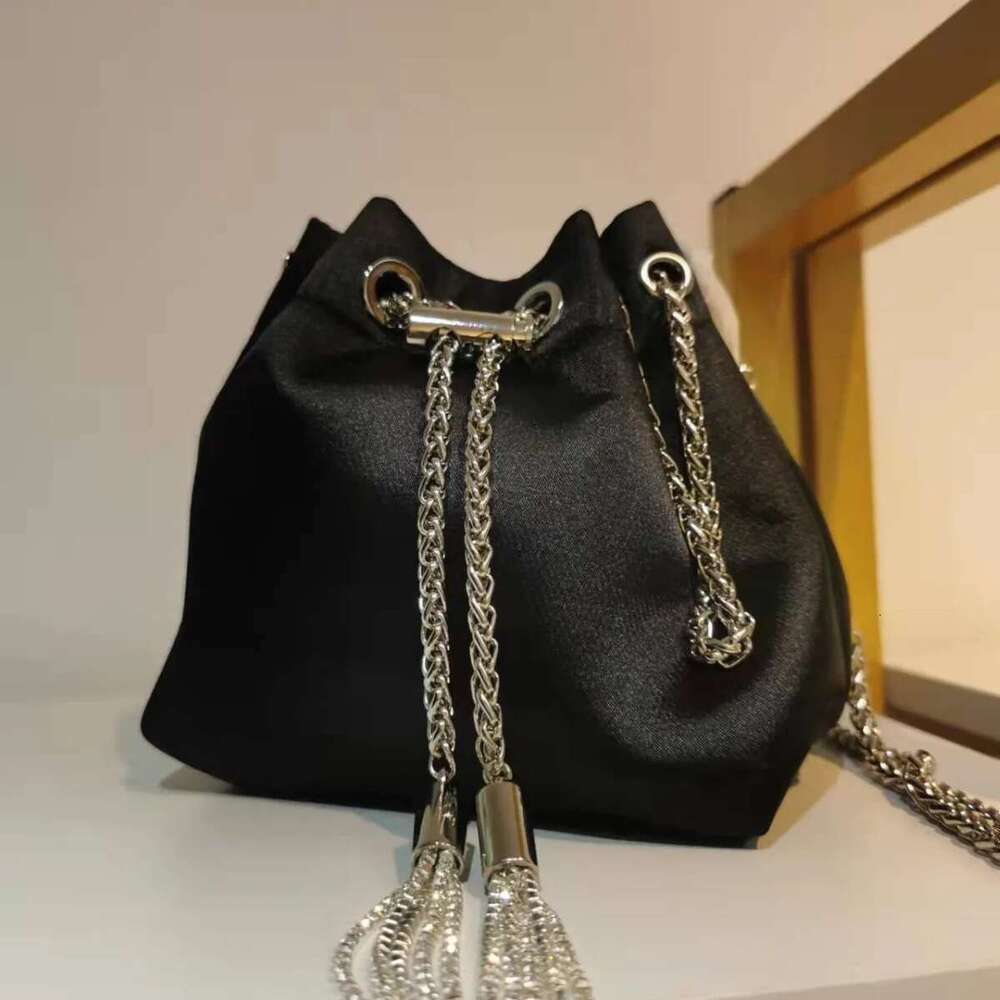 WOMEN BAG High Quality Silk Bucket Bags Dias Female Personalized Shoulder Tassels Chains Handbags For Women Crossbady Bag