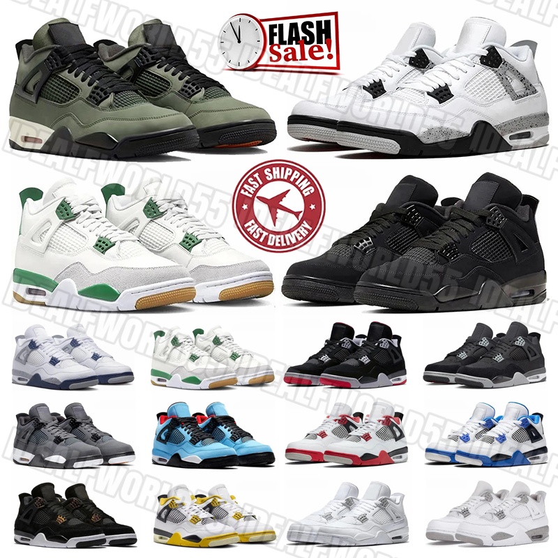 Basketball shoes 4 4s Black Cat Mens shoes j4 Women Sneakers Leather rubber Classic wear-resistant Military Blue White Cement Fear Bred Outdoors Sports Trainers