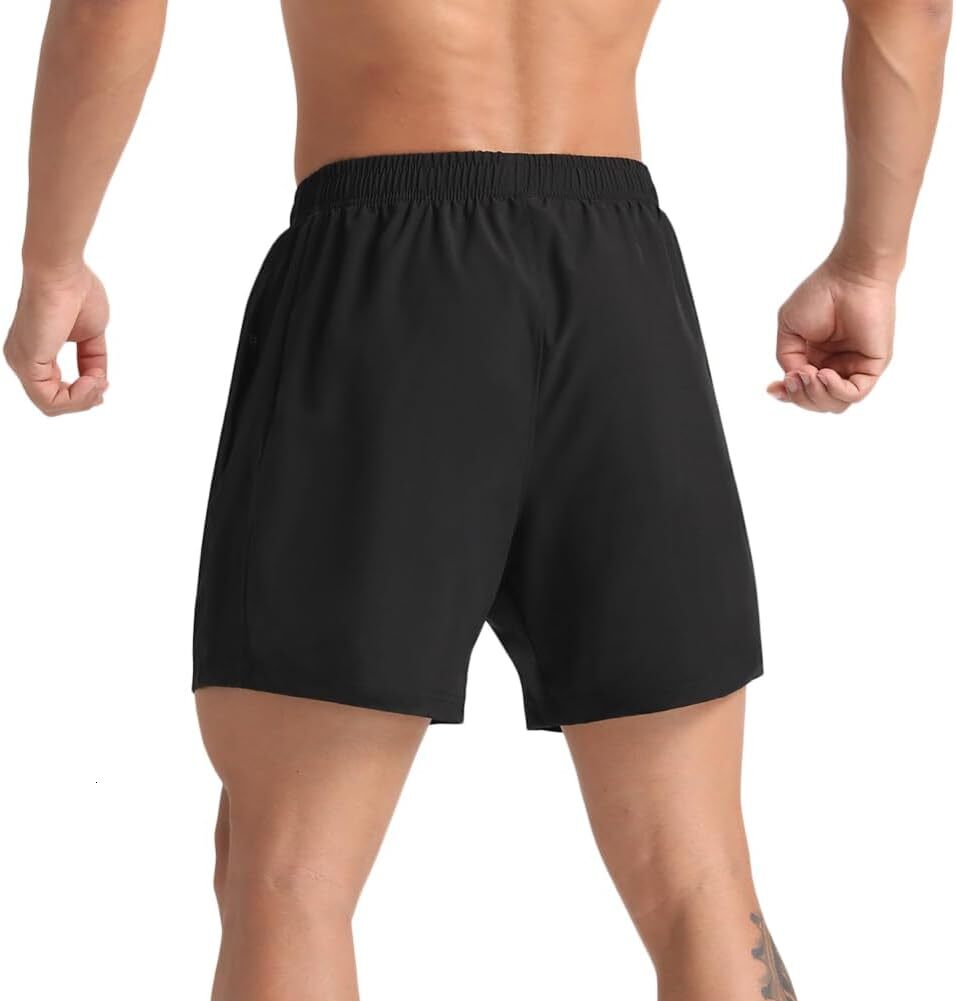 2-piece set of men's lightweight running shorts, 5-inch (approximately 12.7 cm) quick drying fitness shorts with zip pockets